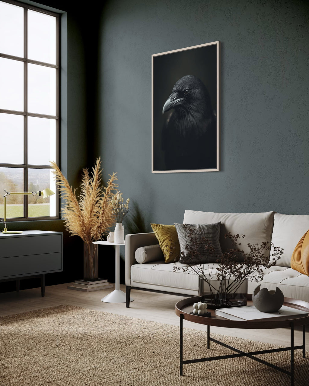 Dark Boho Raben Kunstdruck – Giclée Wandkunst in Schwarz