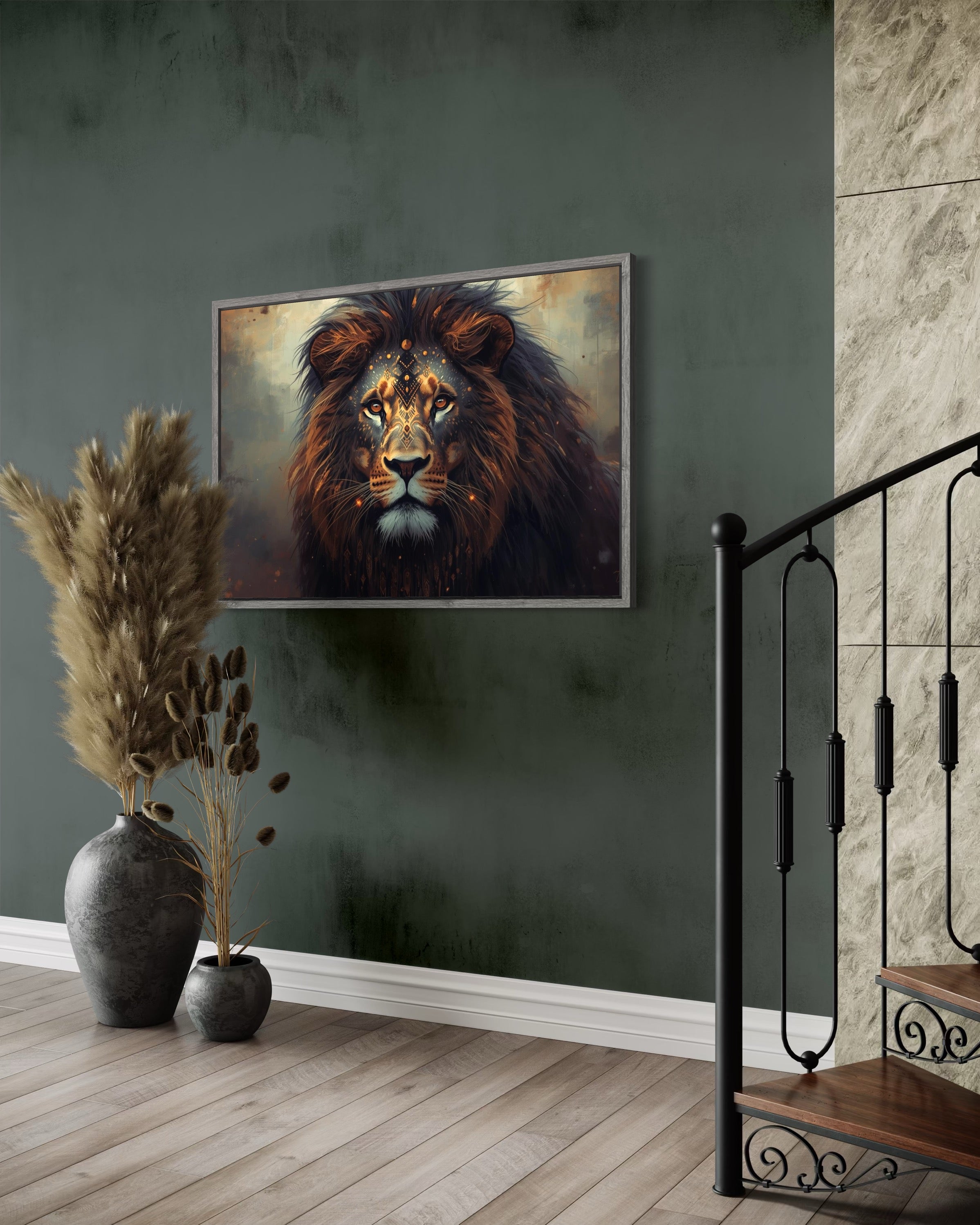 Dark Boho Löwen Kunstdruck – Fine Art Wandkunst mit Präsenz