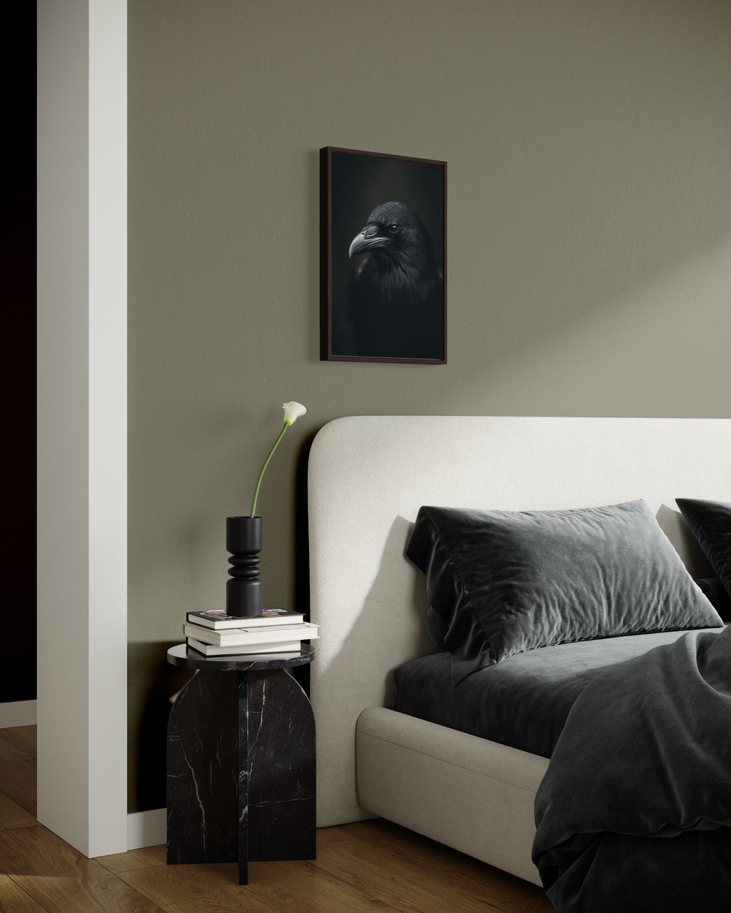 Dark Boho Raben Kunstdruck – Giclée Wandkunst in Schwarz
