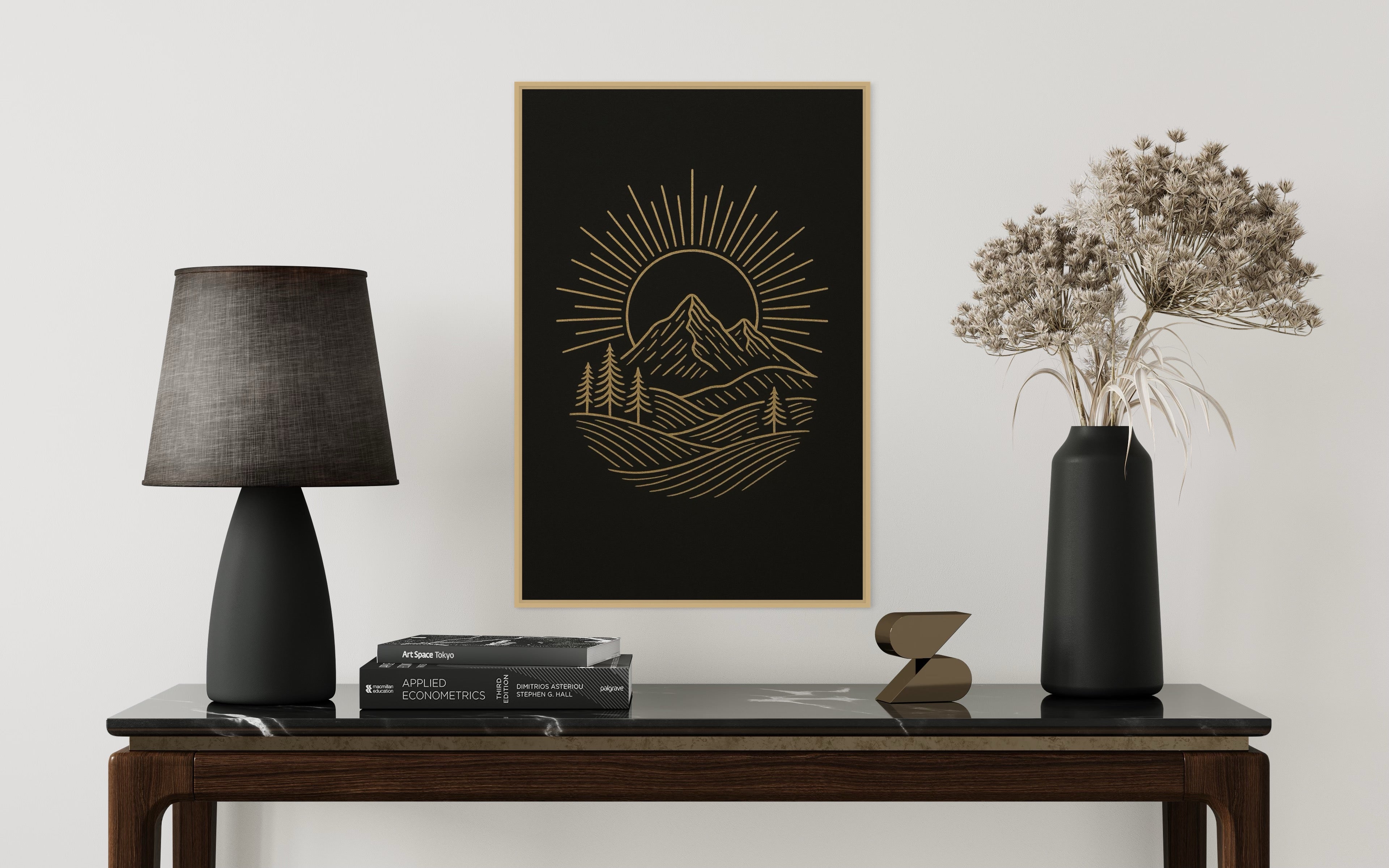 Dark Boho Berglandschaft Premium Poster – Minimalistische Wandkunst mit Präsenz