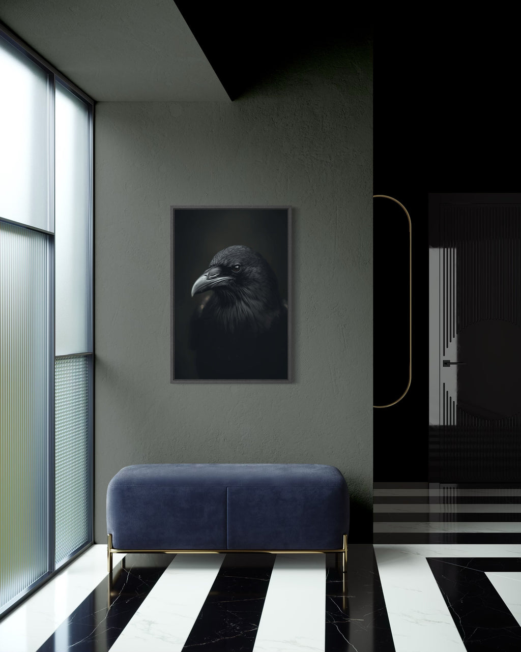 Dark Boho Raben Kunstdruck – Giclée Wandkunst in Schwarz