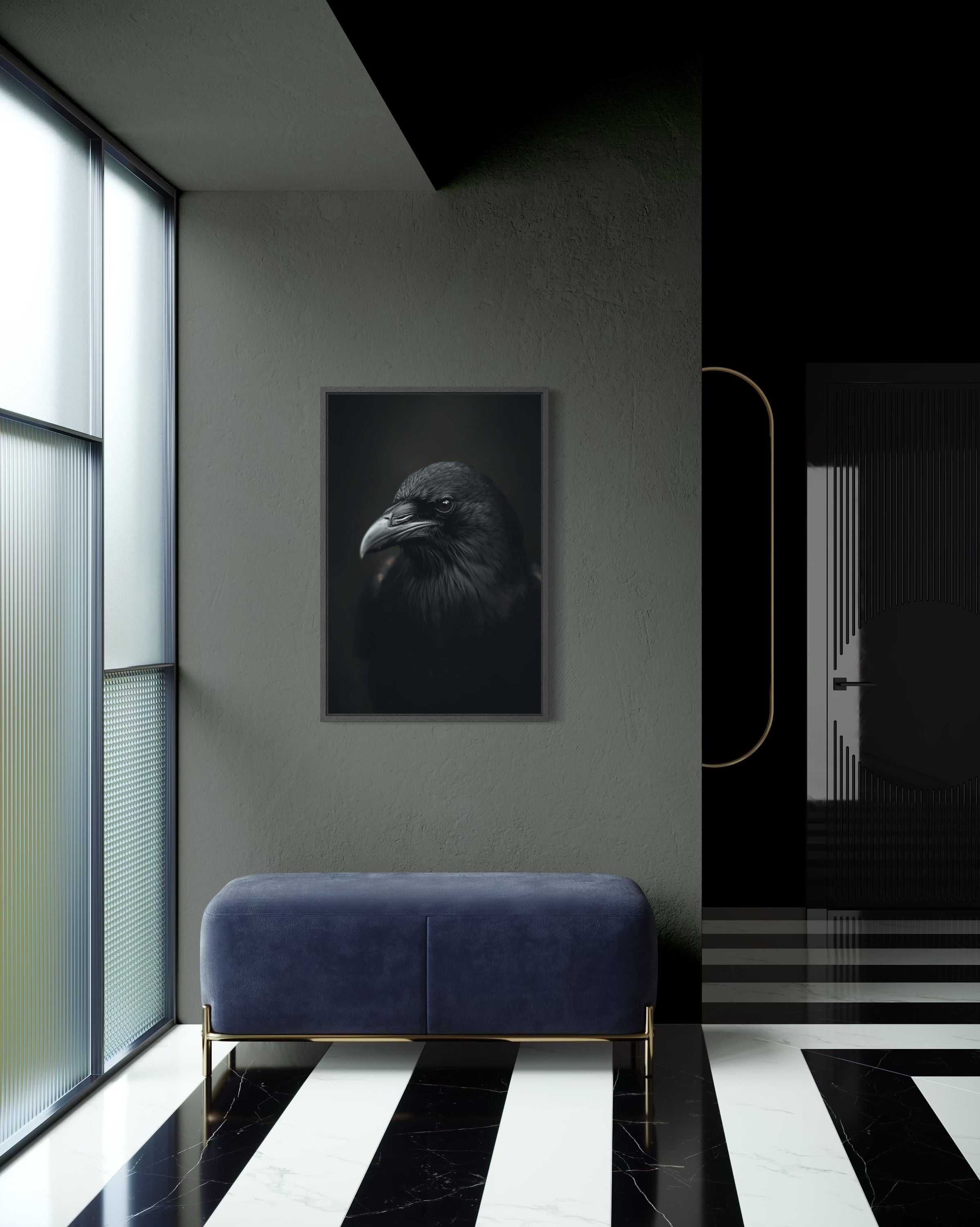 Dark Boho Raben Kunstdruck – Giclée Wandkunst in Schwarz