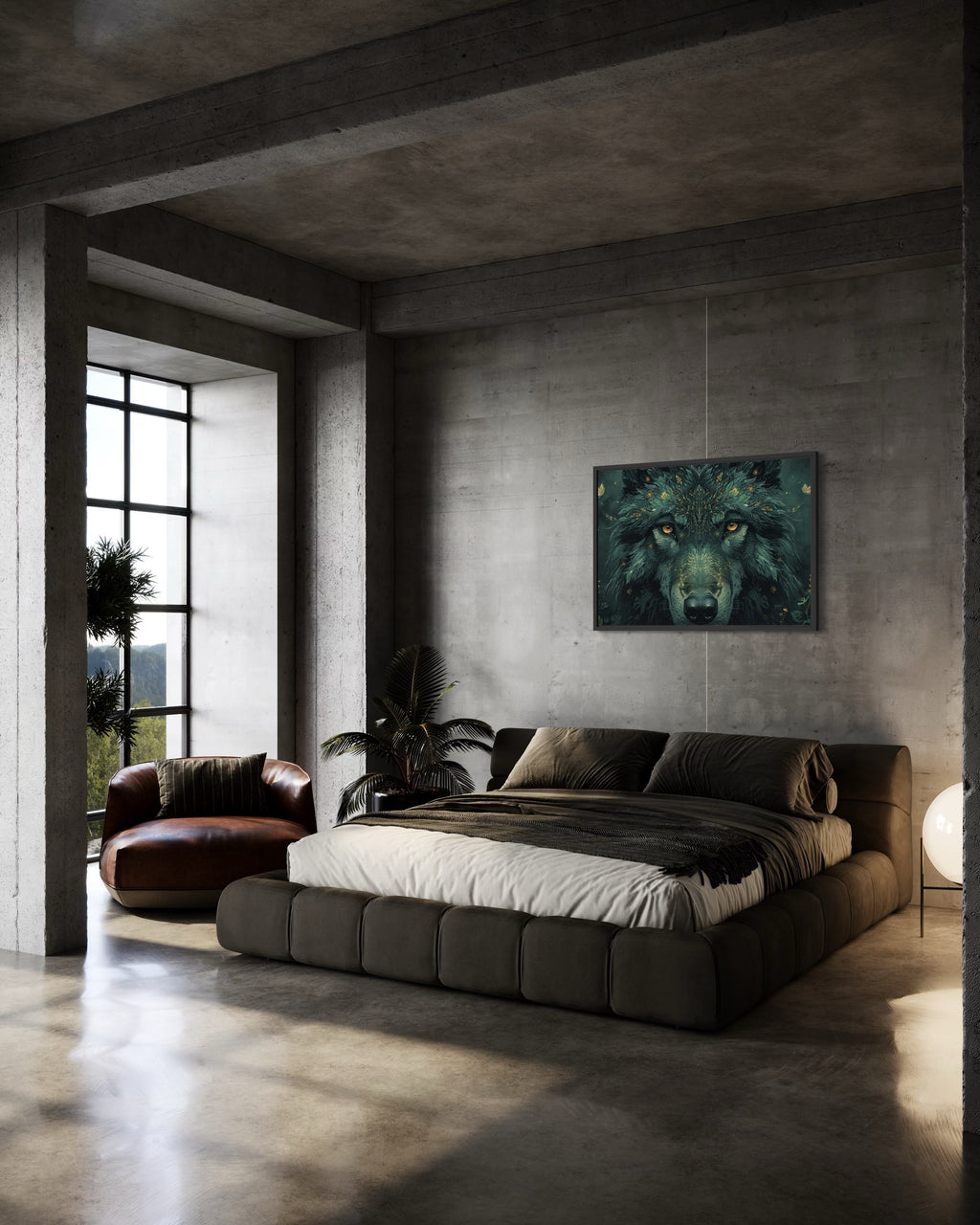 Dark Boho Wolf Poster – Mystische Waldkunst mit Tiefe