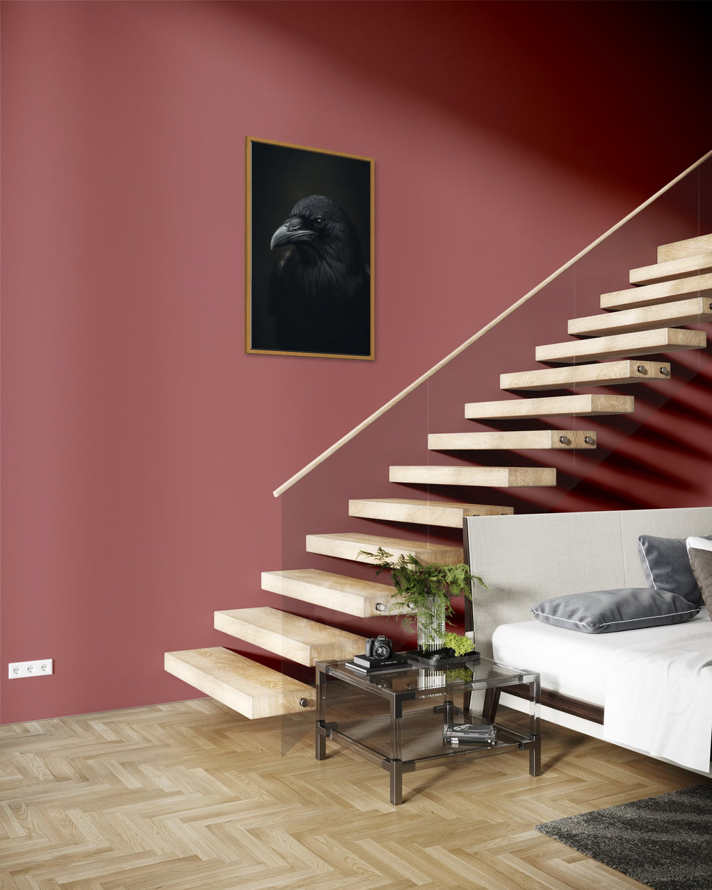 Dark Boho Raben Kunstdruck – Giclée Wandkunst in Schwarz