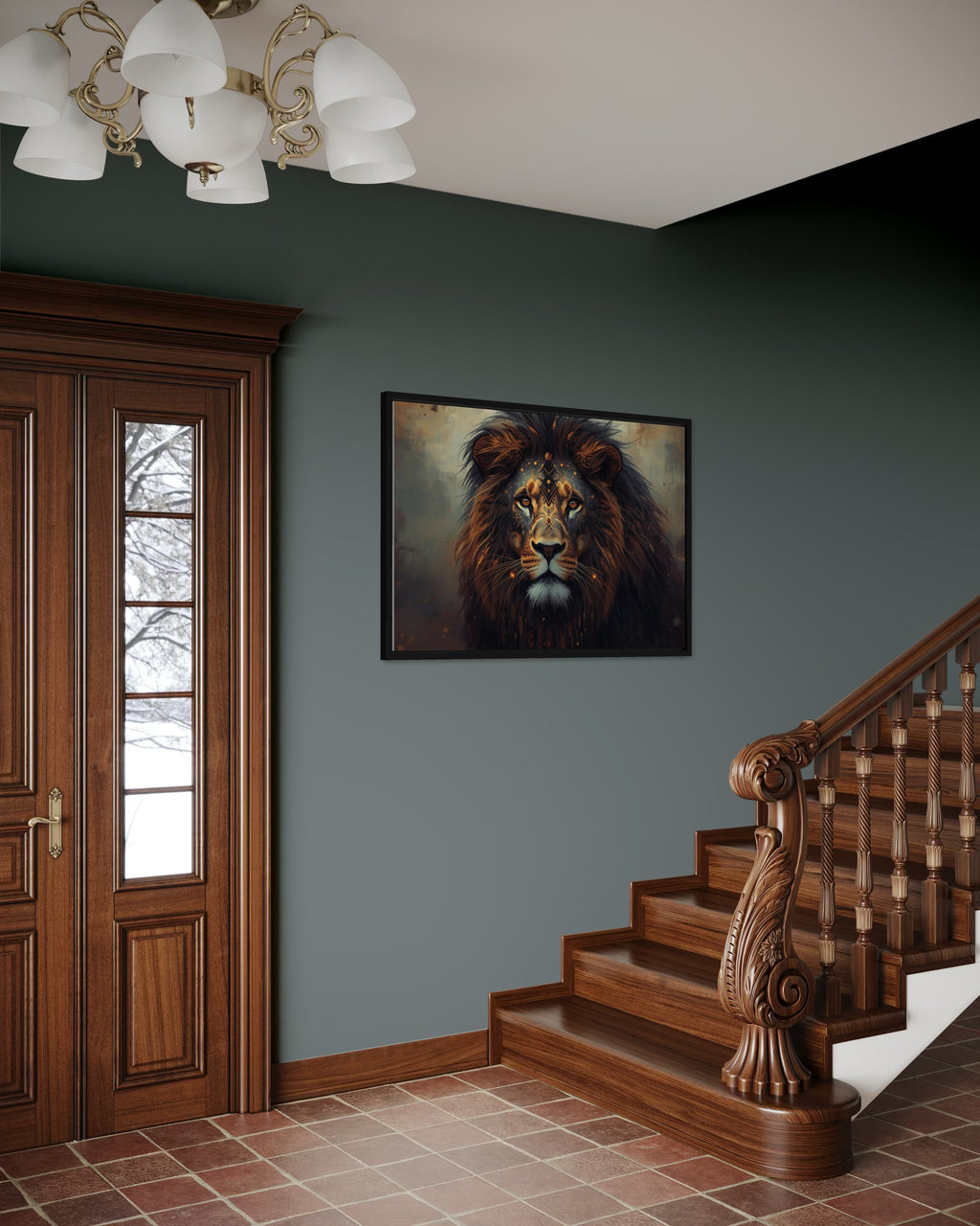 Dark Boho Löwen Kunstdruck – Fine Art Wandkunst mit Präsenz