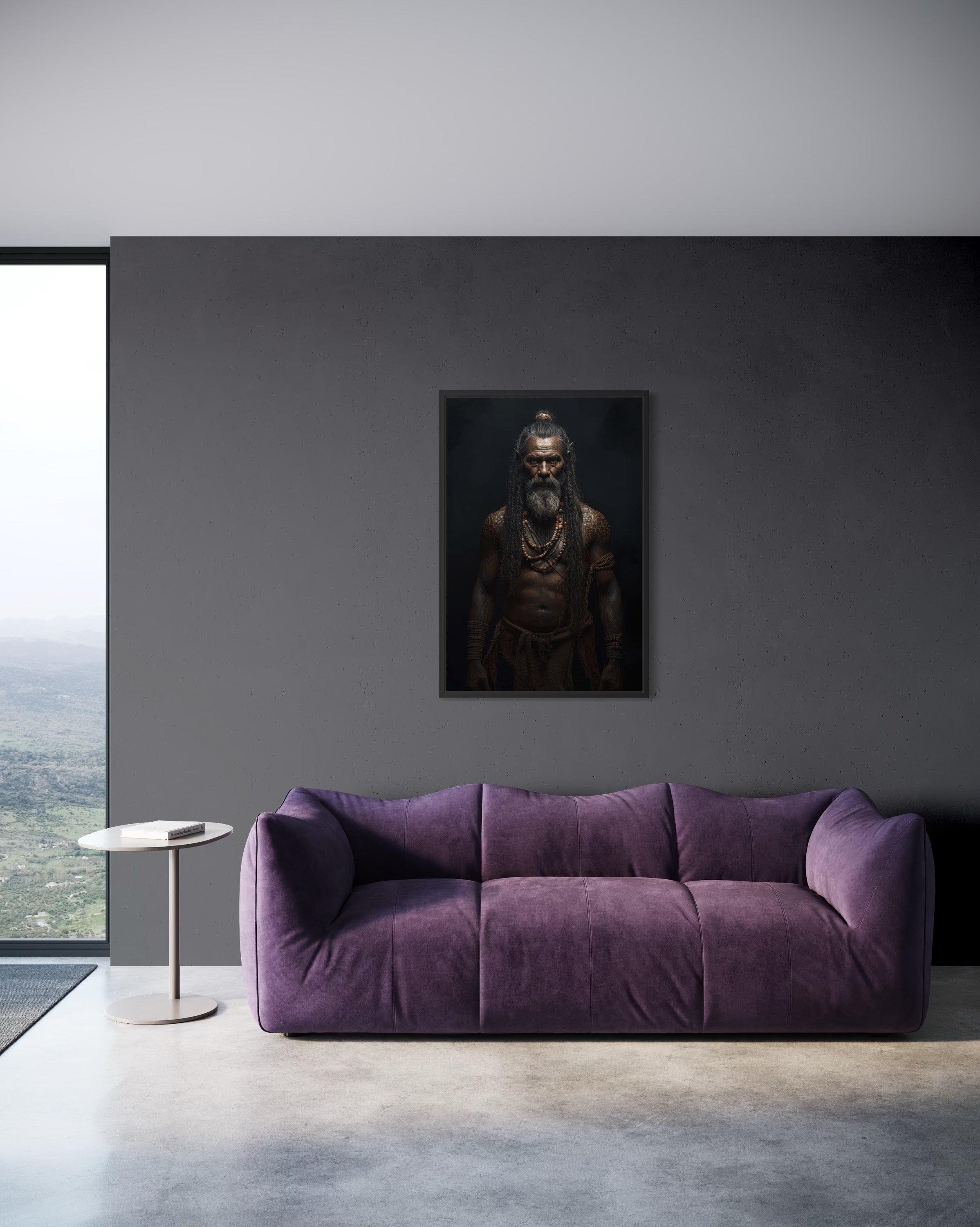 Dark Boho Krieger Kunstdruck – Kraftvolle Wandkunst mit Präsenz