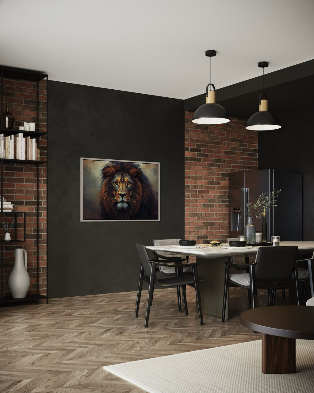 Dark Boho Löwen Kunstdruck – Fine Art Wandkunst mit Präsenz