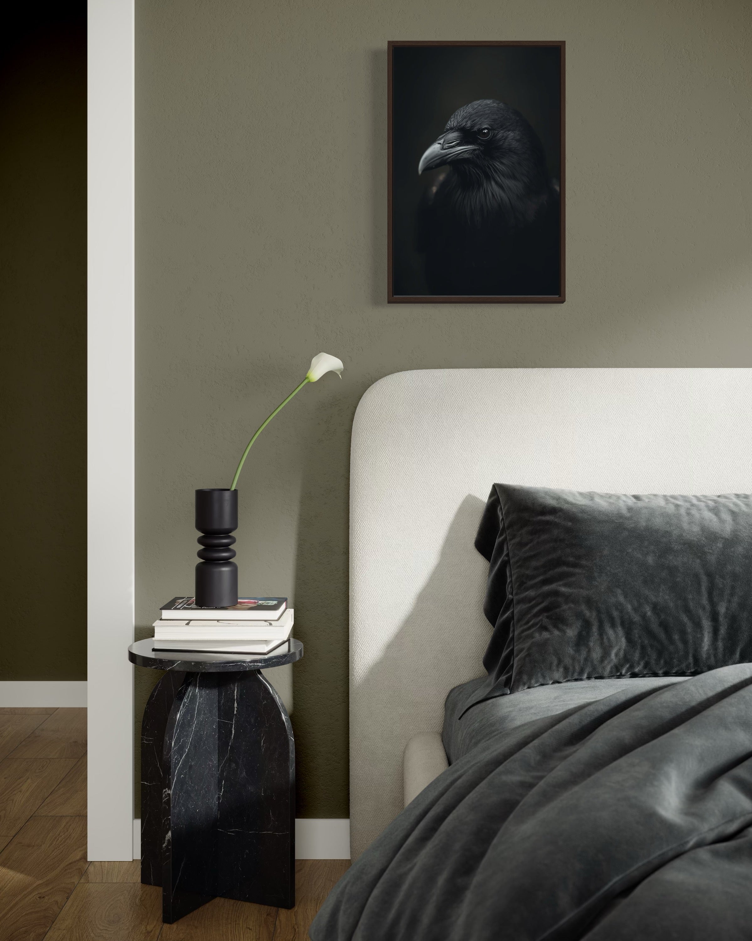 Dark Boho Raben Kunstdruck – Giclée Wandkunst in Schwarz