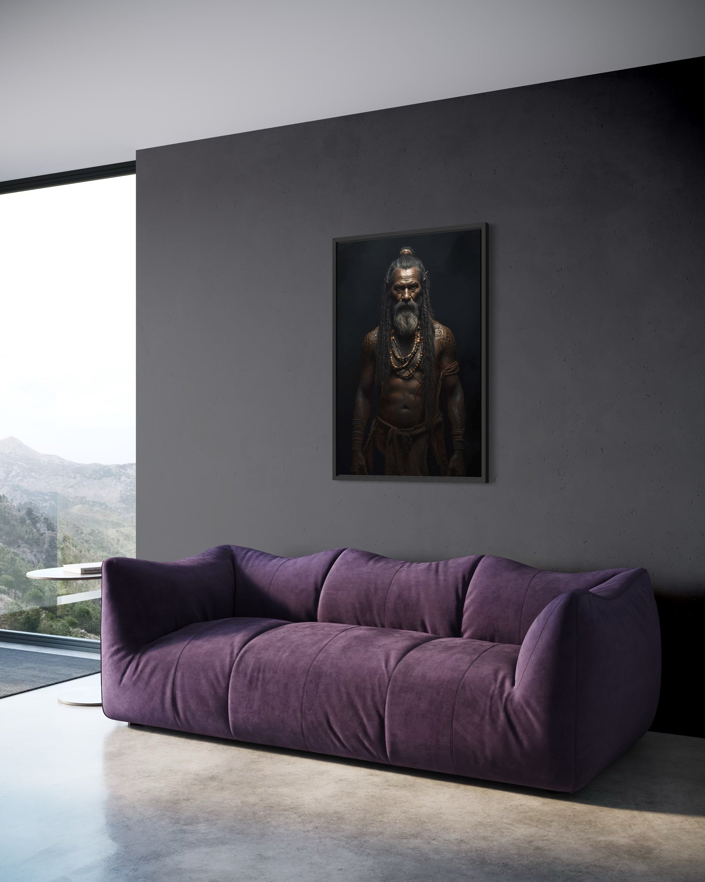 Dark Boho Krieger Kunstdruck – Kraftvolle Wandkunst mit Präsenz