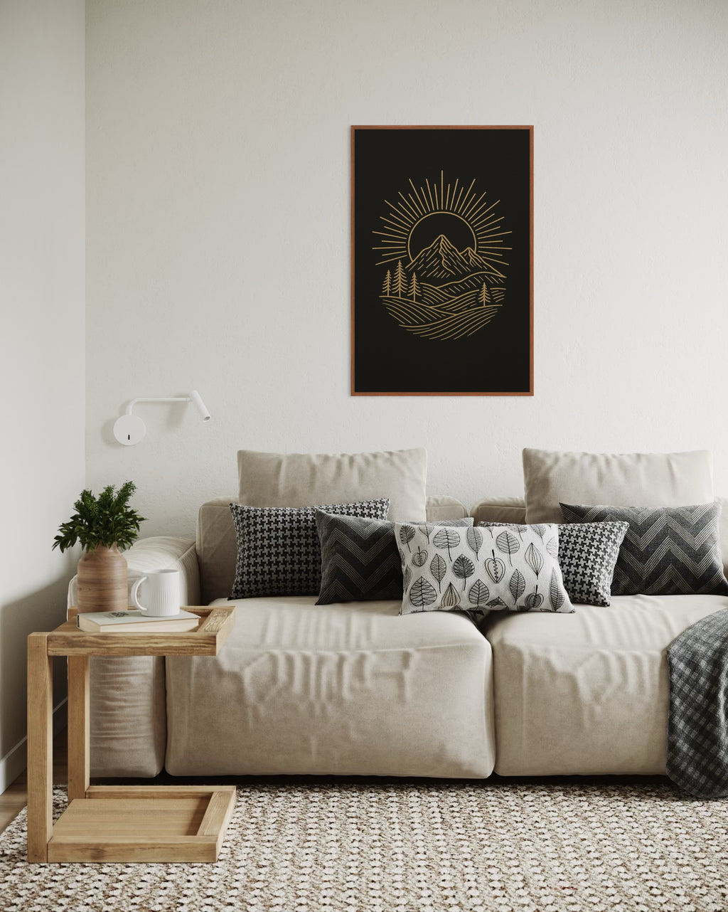 Dark Boho Berglandschaft Premium Poster – Minimalistische Wandkunst mit Präsenz
