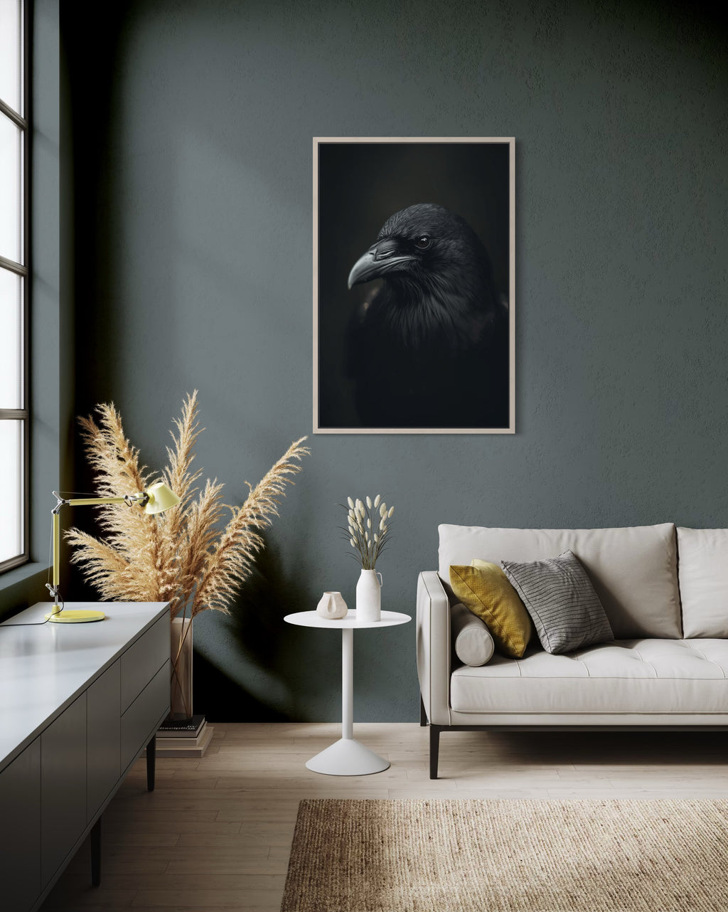 Dark Boho Raben Kunstdruck – Giclée Wandkunst in Schwarz