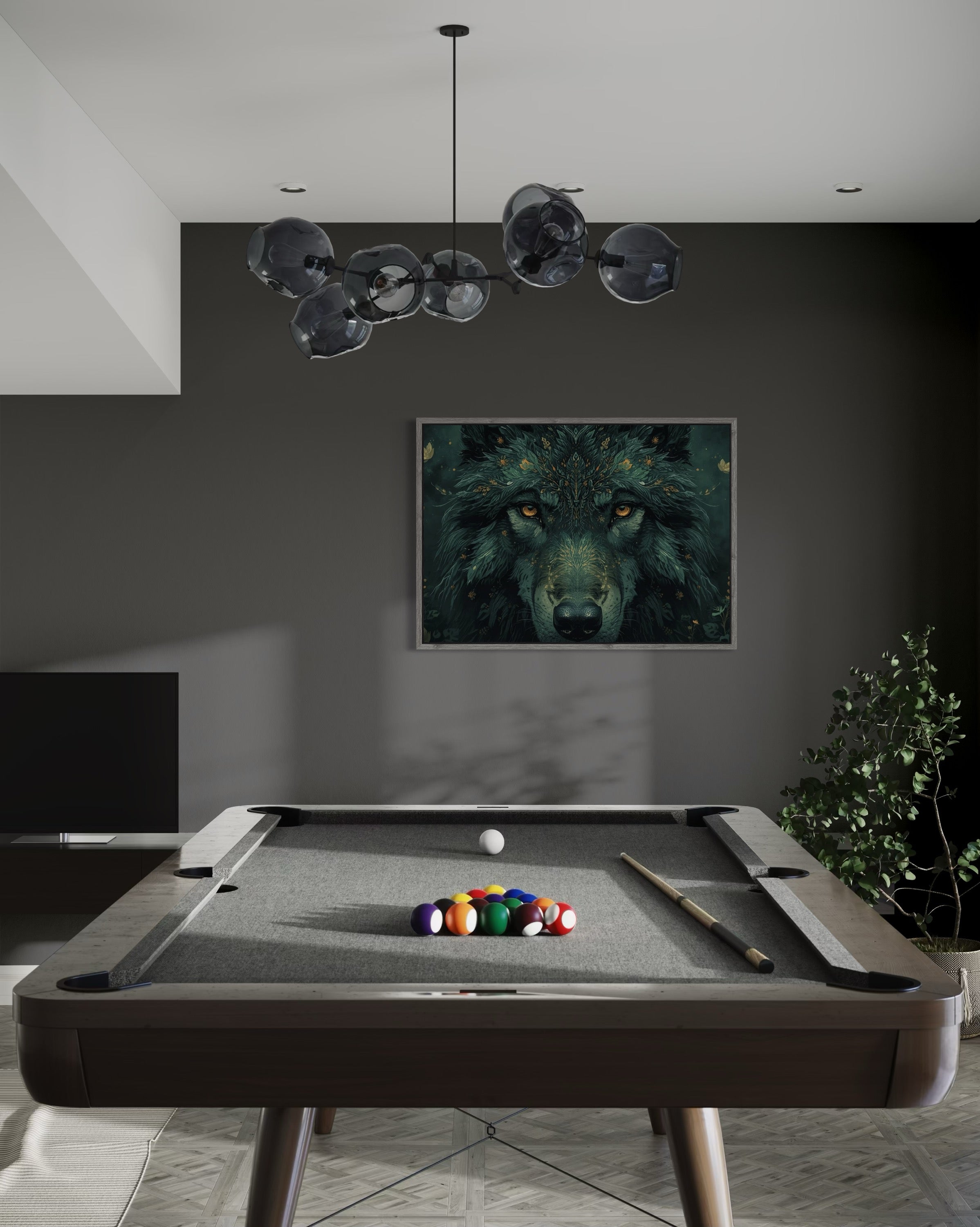 Dark Boho Wolf Poster – Mystische Waldkunst mit Tiefe