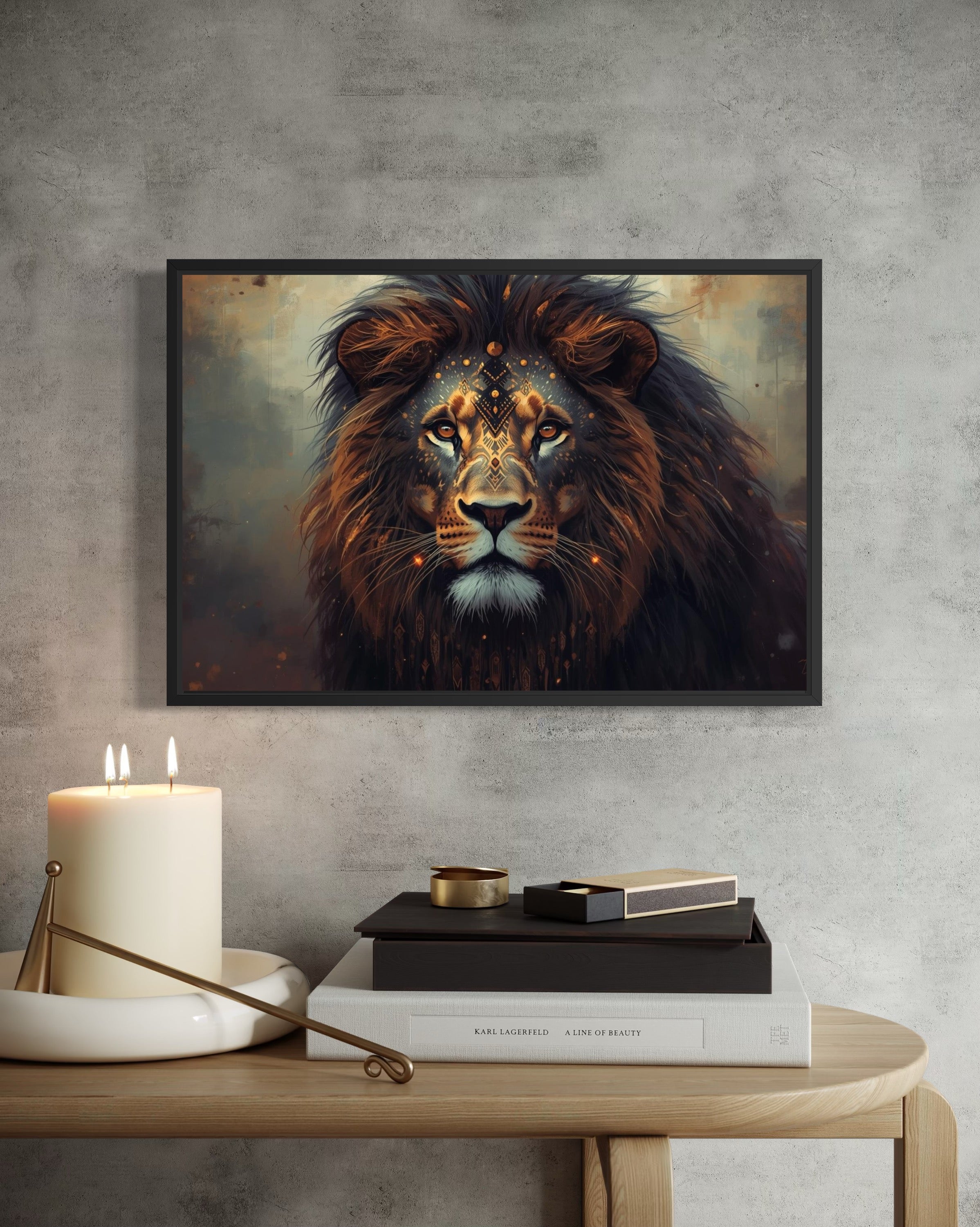 Dark Boho Löwen Kunstdruck – Fine Art Wandkunst mit Präsenz