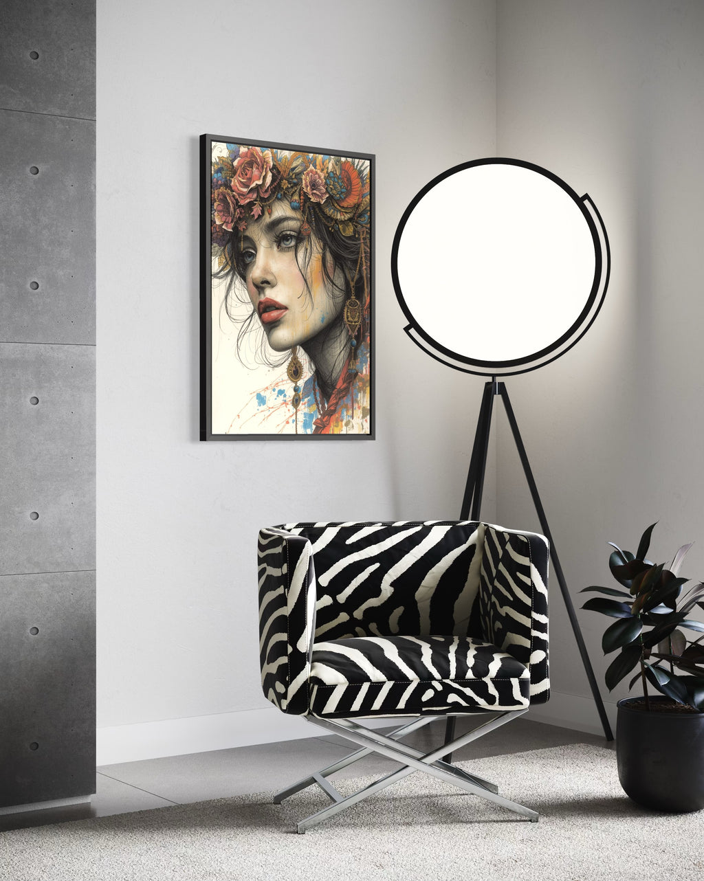 Dark Boho Frauen Vintage Portrait – Fine Art Kunstdruck mit Tiefe