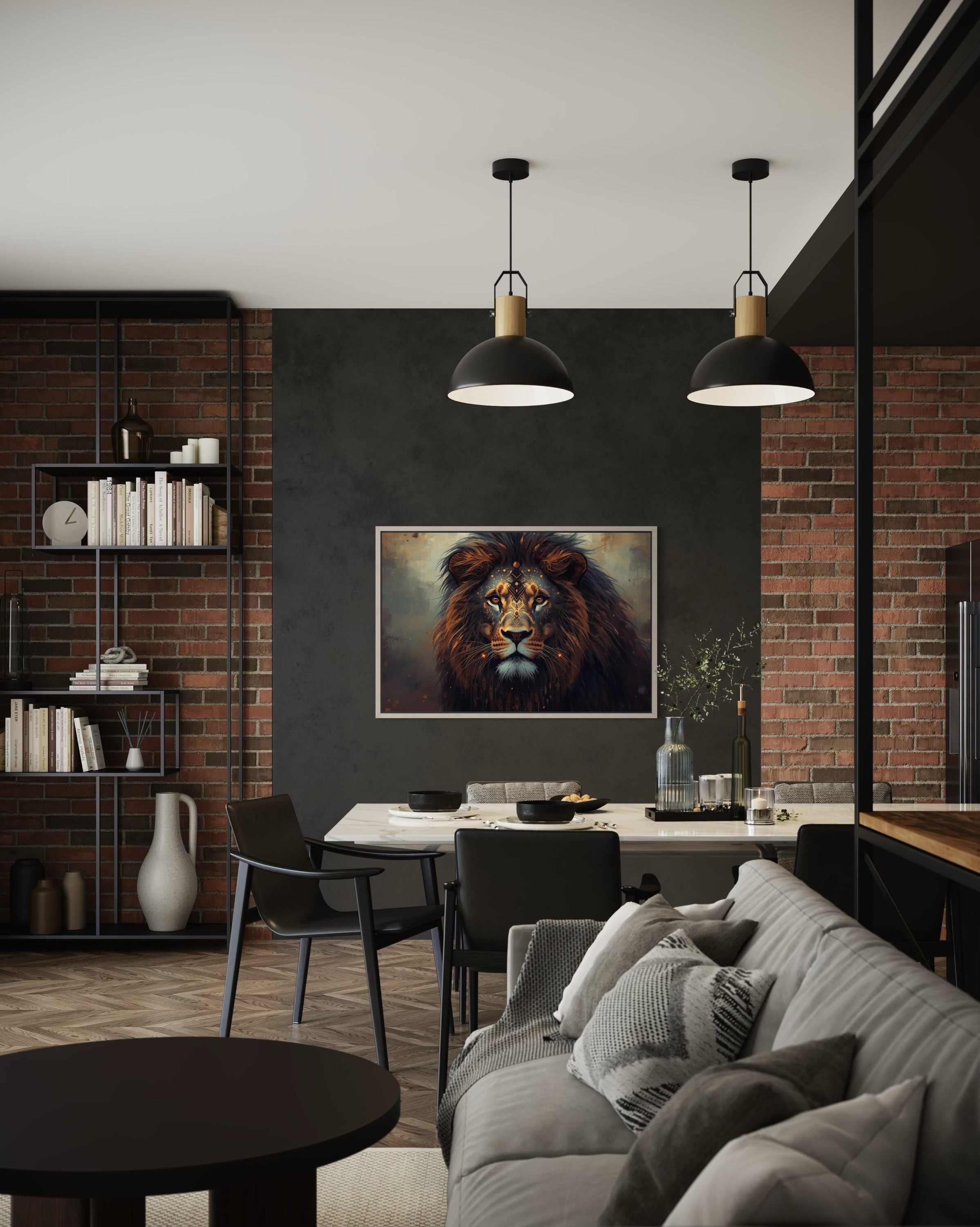 Dark Boho Löwen Kunstdruck – Fine Art Wandkunst mit Präsenz