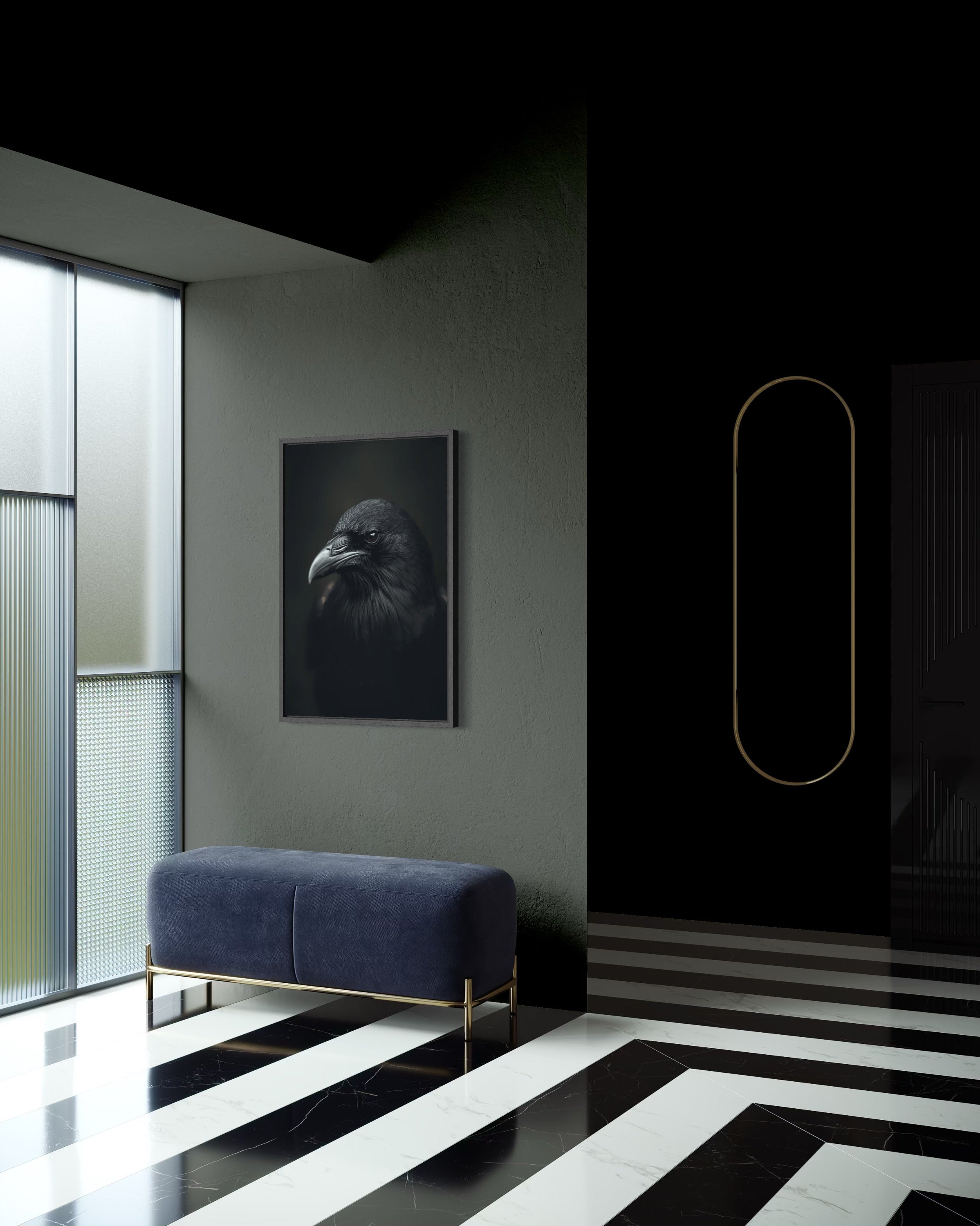 Dark Boho Raben Kunstdruck – Giclée Wandkunst in Schwarz