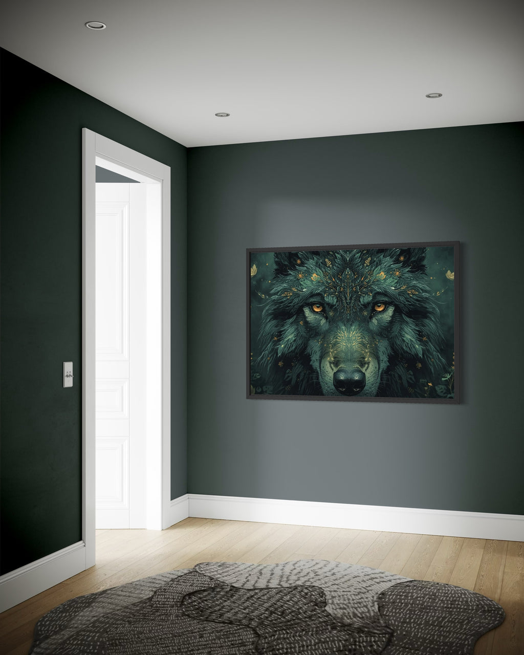 Dark Boho Wolf Poster – Mystische Waldkunst mit Tiefe