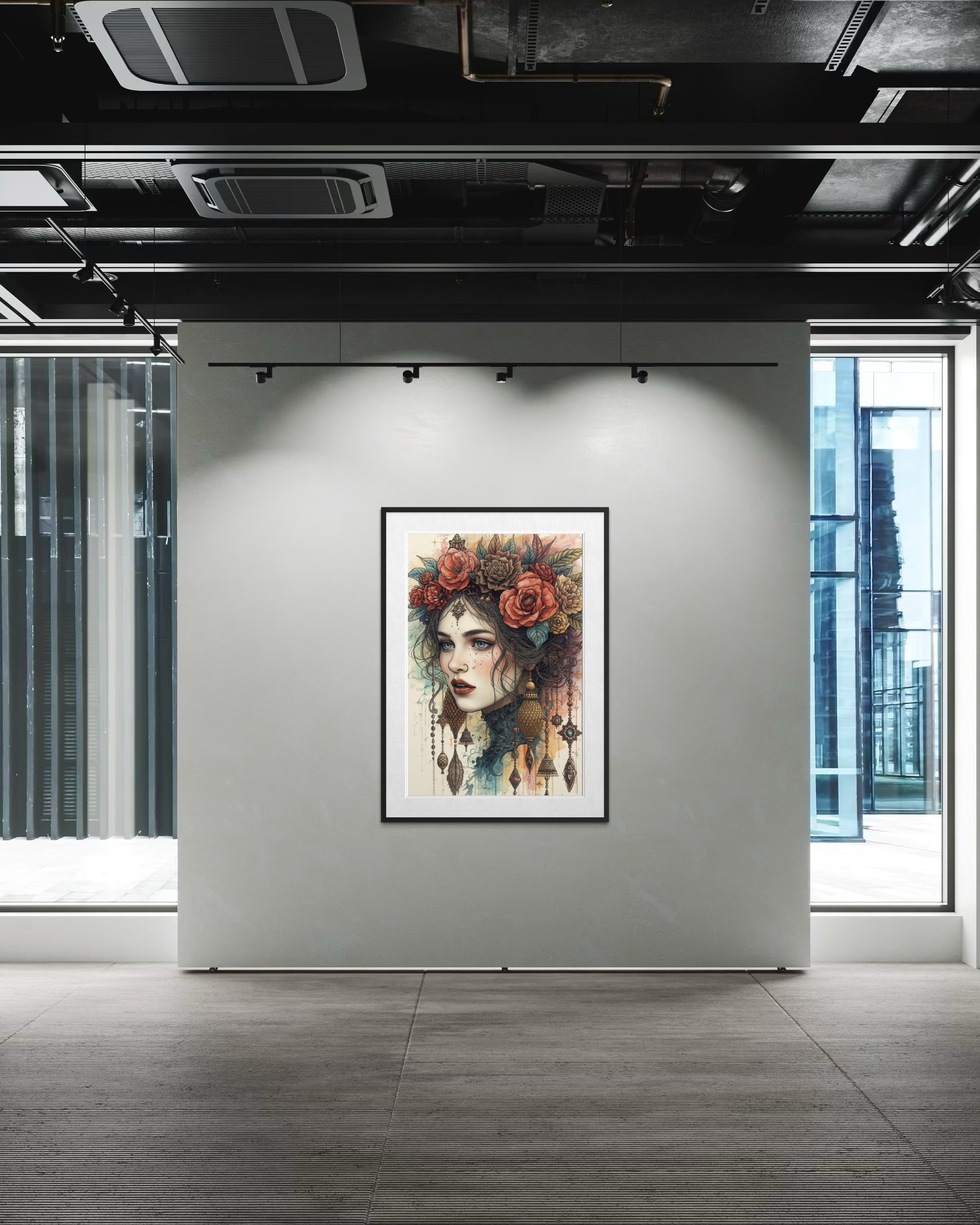 Dark Boho Frauenportrait – Premium Poster mit Präsenz