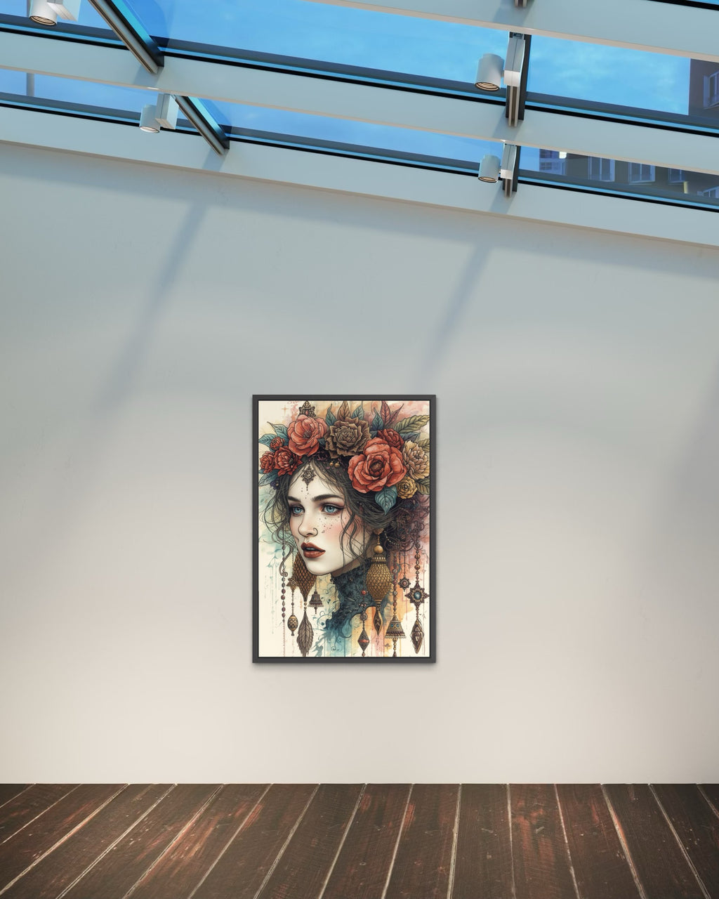 Dark Boho Frauenportrait – Premium Poster mit Präsenz