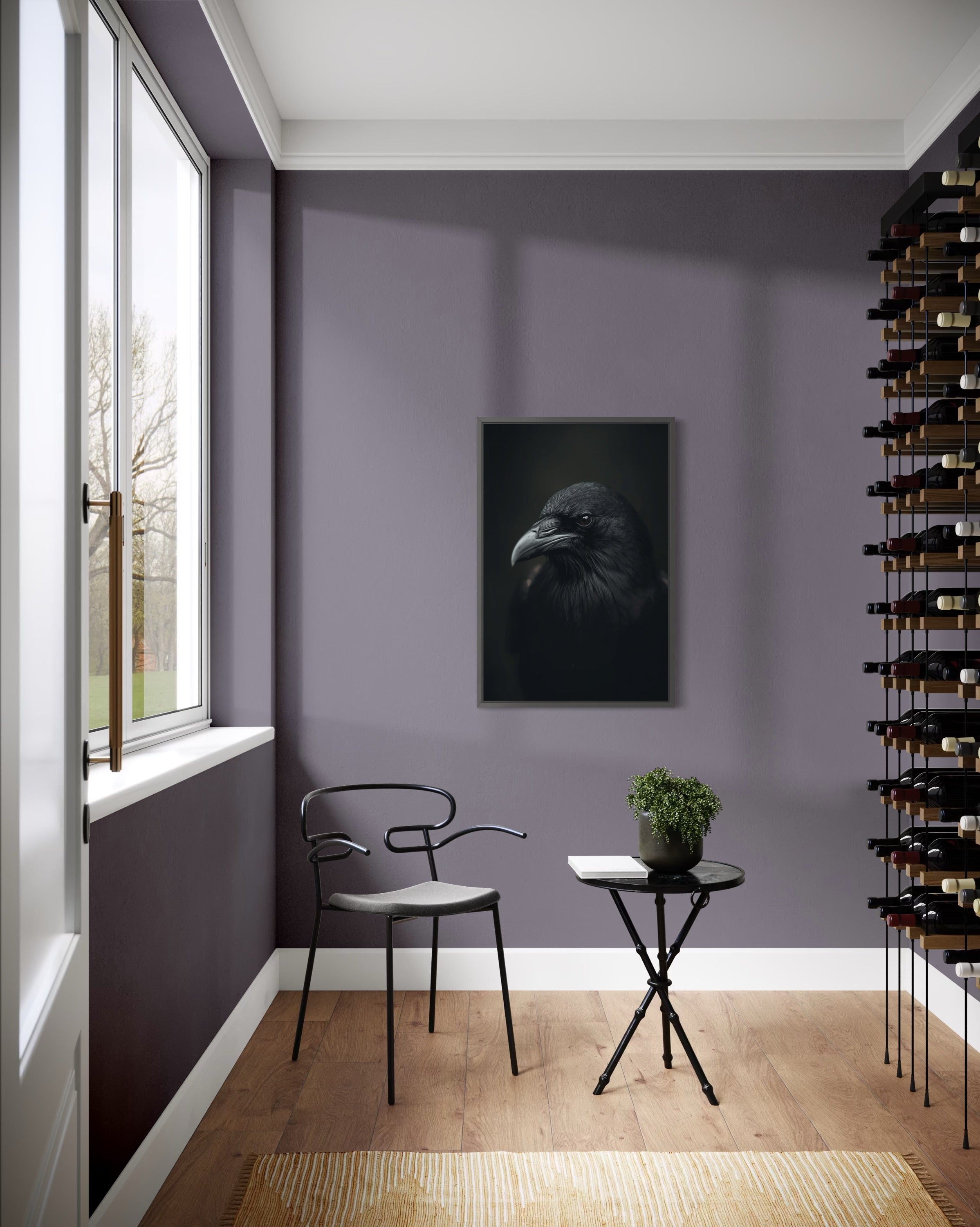 Dark Boho Raben Kunstdruck – Giclée Wandkunst in Schwarz