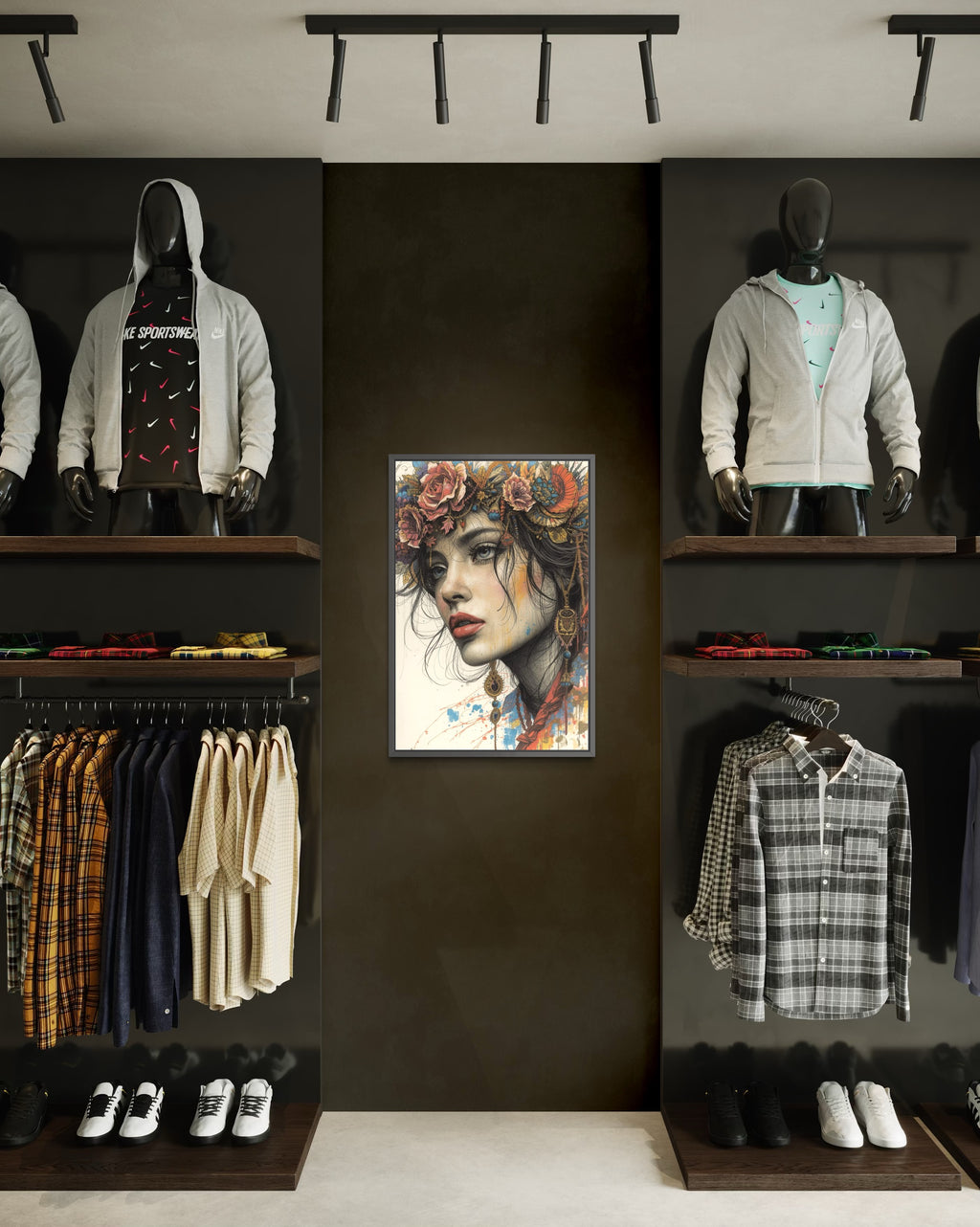 Dark Boho Frauen Vintage Portrait – Fine Art Kunstdruck mit Tiefe