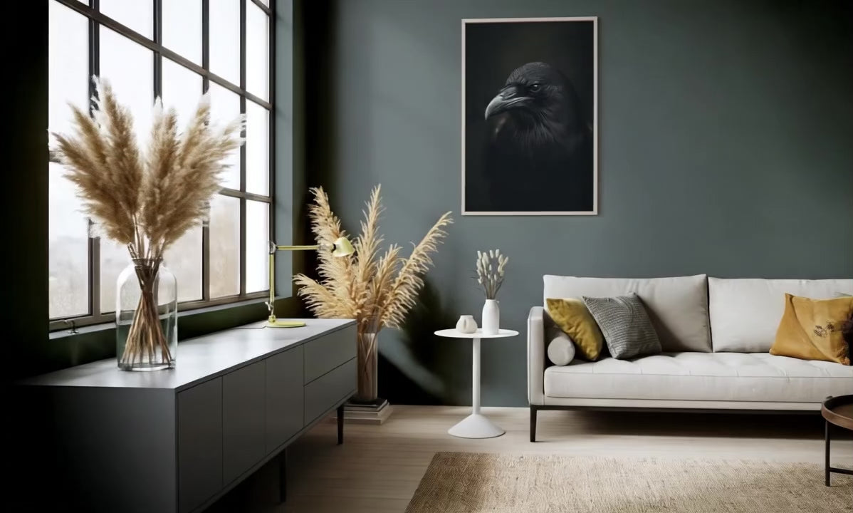 Dark Boho Raben Kunstdruck – Giclée Wandkunst in Schwarz