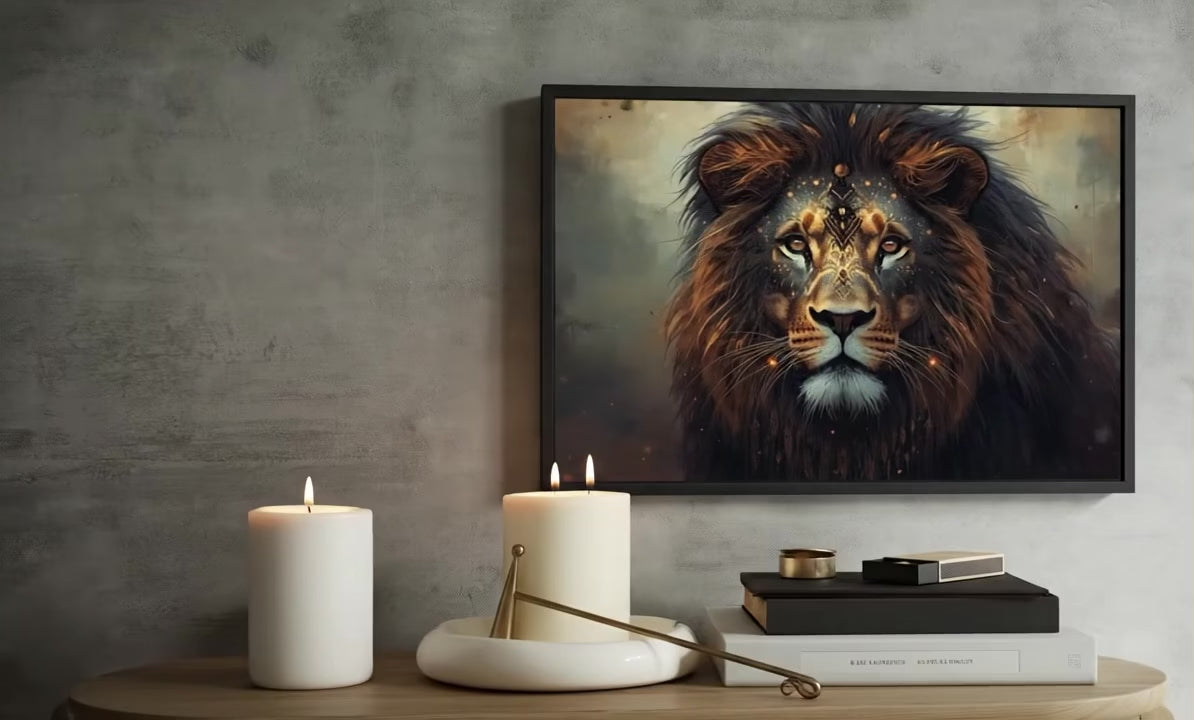 Dark Boho Löwen Kunstdruck – Fine Art Wandkunst mit Präsenz